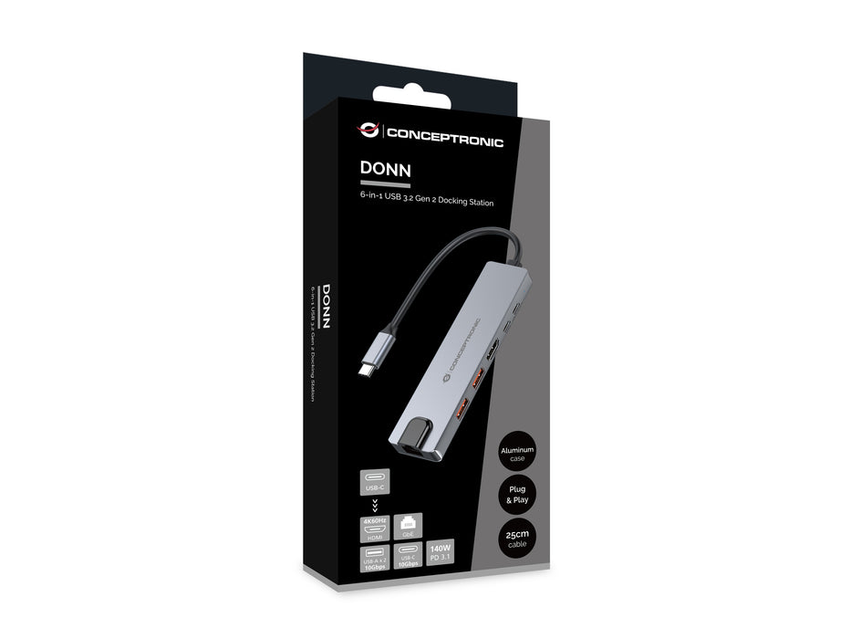 EAN 4015867239629 - Conceptronic DONN29G base para portátil y replicador de puertos Alámbrico USB 3.2 Gen 2 (3.1 Gen 2) Type- imagen 6