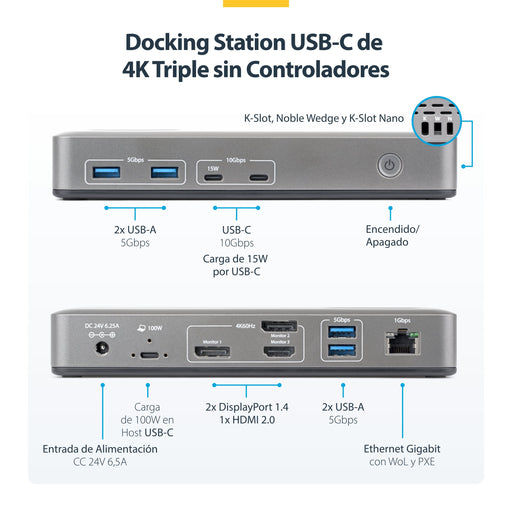 EAN 0065030921817 - StarTech.com 199UE-USBC-DOCK base para portátil y replicador de puertos Alámbrico USB 3.2 Gen 2 (3.1 Gen  imagen 2