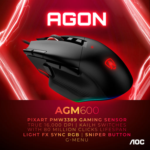 EAN 4038986630795 - AOC AGON AGM600 ratón Juego Mano derecha USB tipo A Óptico 16000 DPI imagen 1