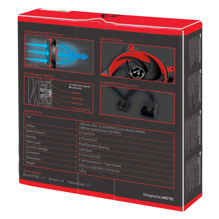 EAN 4895213701266 - ARCTIC BioniX P120 Carcasa del ordenador Ventilador 12 cm Negro, Rojo imagen 7