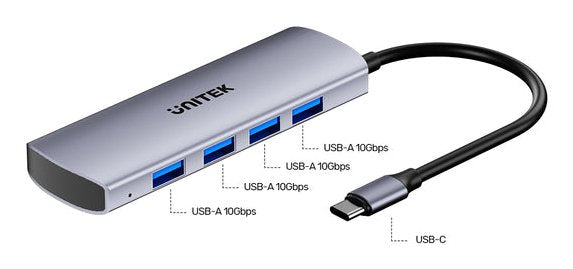 EAN 4894160057464 - UNITEK uHUB Q4 USB 3.2 Gen 1 (3.1 Gen 1) Type-C 10000 Mbit/s Gris imagen 11