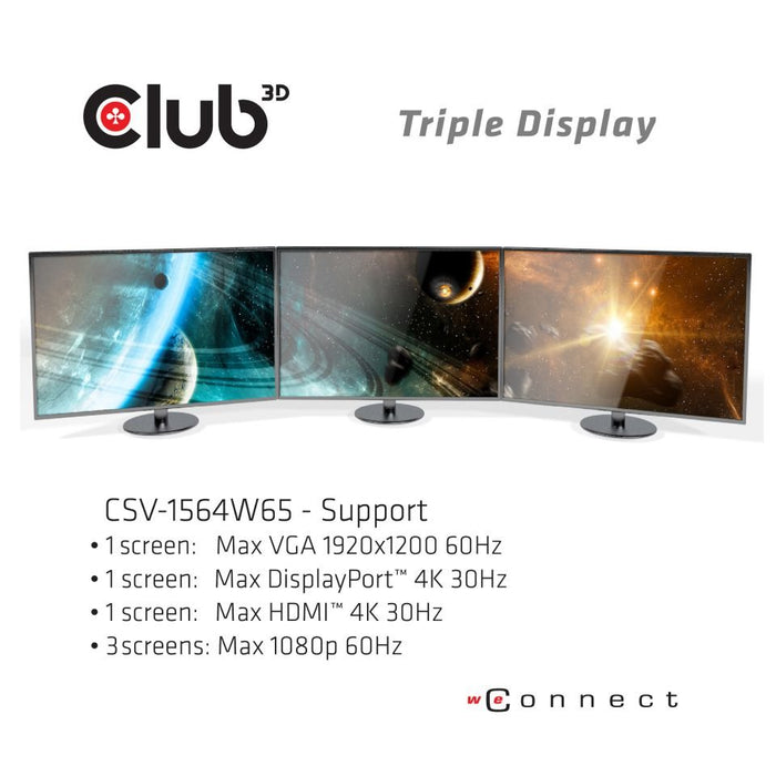 EAN 8719214472108 - CLUB3D CSV-1564W65 base para portátil y replicador de puertos Acoplamiento USB 3.2 Gen 1 (3.1 Gen 1) Type imagen 7