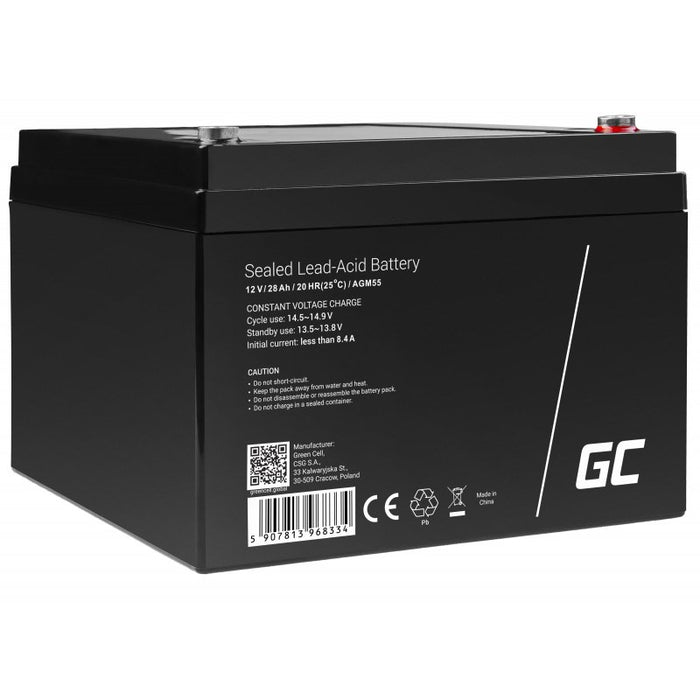 EAN 5907813968334 - Green Cell AGM55 batería de vehículos AGM (Separador de fibra de vidrio absorbente) 28 Ah 12 V imagen 2