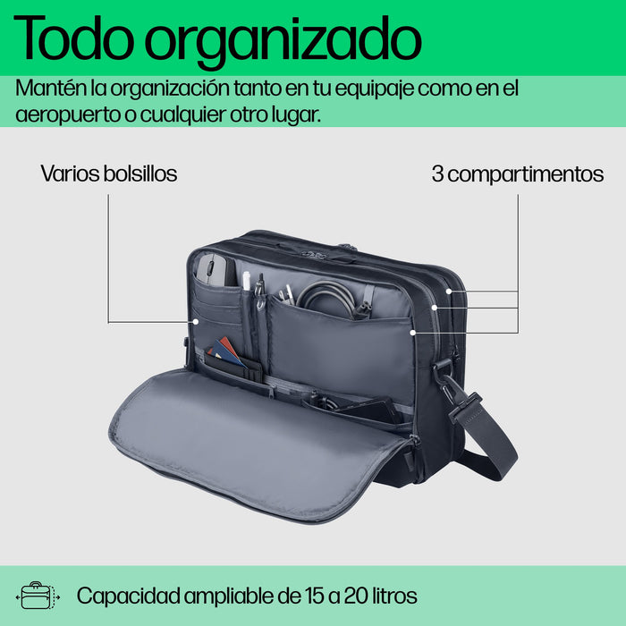 EAN 0198122966905 - HP Travel Plus 15 Liter 14 Laptop Bag 35,8 cm (14.1") Maletín Azul, Grafito imagen 6