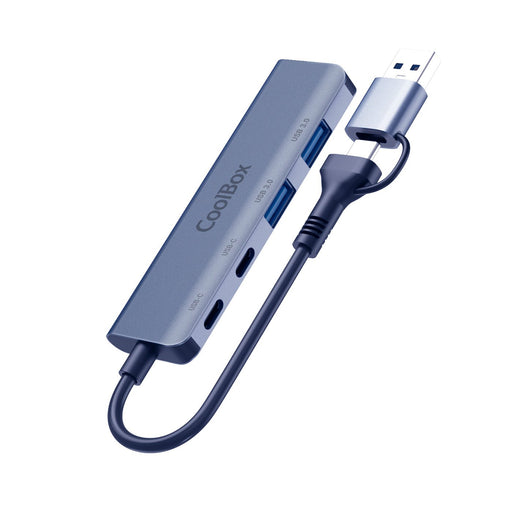 EAN 8436624420252 - CoolBox HUB4 lite USB 3.2 Gen 1 (3.1 Gen 1) Type-A + Type-C 5000 Mbit/s Gris imagen 1