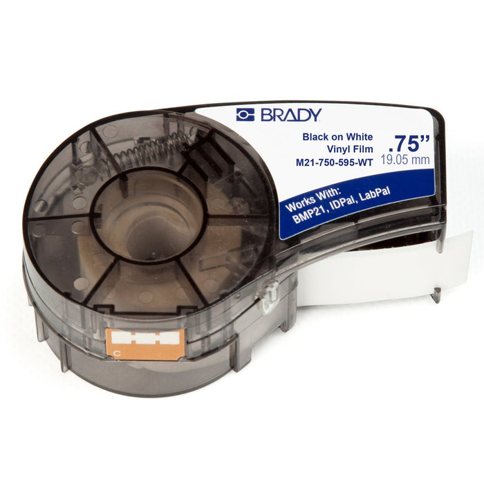 EAN 0662820966517 - Brady M21-750-595-WT etiqueta de impresora Negro, Blanco Etiqueta para impresora autoadhesiva imagen 1