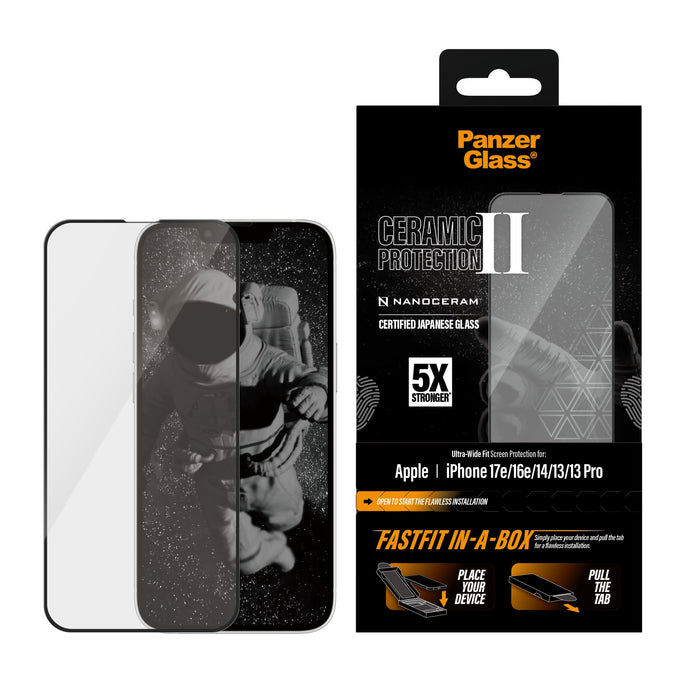 EAN 5715685040962 - PanzerGlass ® Ceramic Screen Protector iPhone 17e |16e | 14 | 13 | 13 Pro | Ultra-Wide Fit w. FASTFIT IN- imagen 2