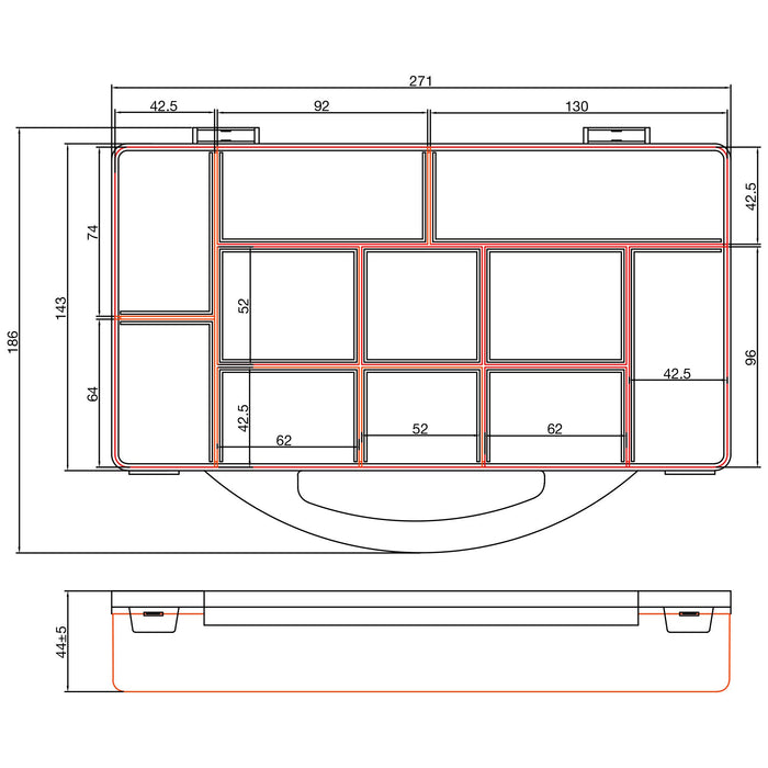 EAN 4043718331482 - InLine 43009M pieza pequeña y caja de herramientas Caja para piezas pequeñas Naranja, Transparente imagen 3