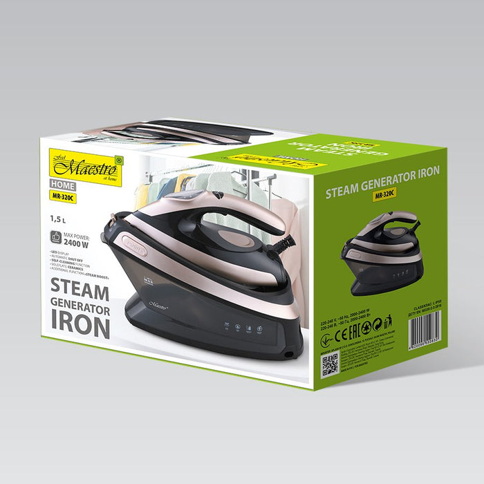 EAN 4820096550830 - Maestro MR-320C estación plancha al vapor 2400 W 1,5 L Suela de cerámica Negro, Oro rosado imagen 8