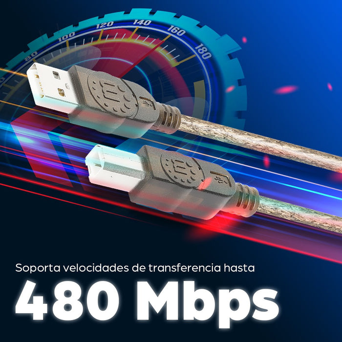 EAN 0766623510424 - Manhattan 510424 cable USB USB 2.0 11 m USB A USB B Plata imagen 4