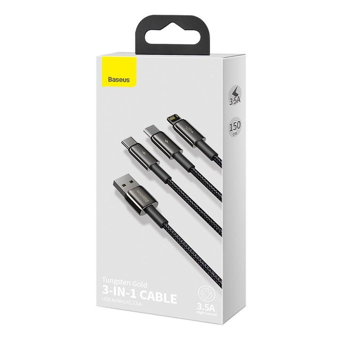 EAN 6953156204973 - Baseus Tungsten Gold 3-in-1 cable USB USB 2.0 1,5 m USB A USB C/Micro USB A/Lightning Negro imagen 10