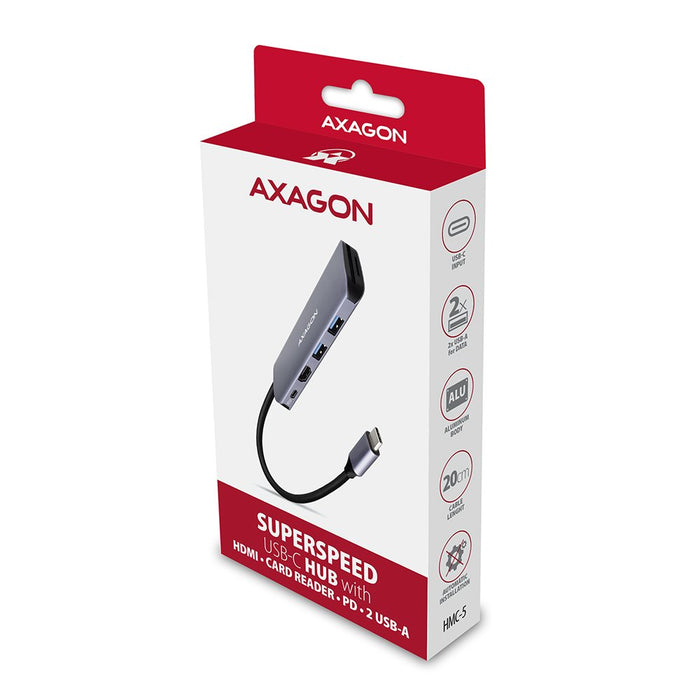 EAN 8595247906175 - Axagon HMC-5 base para portátil y replicador de puertos Alámbrico USB 3.2 Gen 1 (3.1 Gen 1) Type-C Gris imagen 10