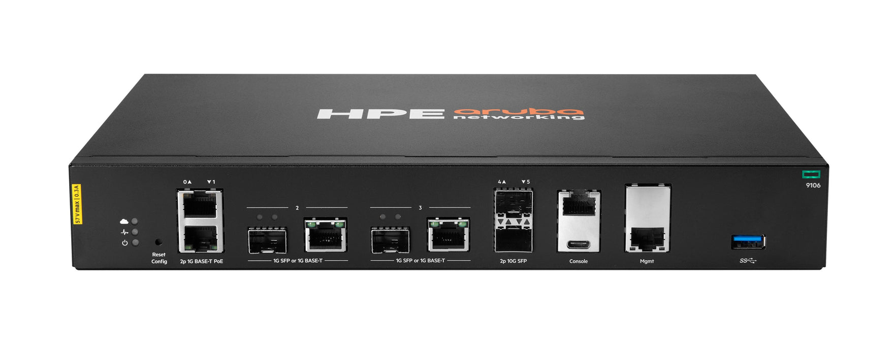 EAN 190017780641 - HPE Aruba Networking 9106 (RW) 2x SFP+ 2x Combo 2x PoE Hybrid Gateway pasarel y controlador 1000, 10000 Mb imagen 1