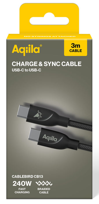 EAN 8716778931881 - Aqiila Cablebird CB13 cable USB USB 2.0 3 m USB C Negro imagen 3