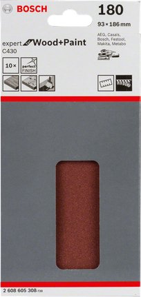 EAN 3165140161251 - Bosch C430 Expert Hoja lijadora Grano fino P180 10 pieza(s) imagen 2