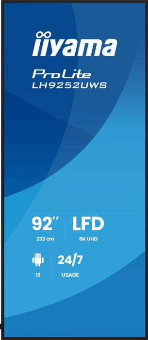 EAN 4948570128051 - iiyama LH9252UWS-B1AG pantalla de señalización Diseño de quiosco 2,34 m (92") LCD Wifi 500 cd / m² UltraW imagen 2