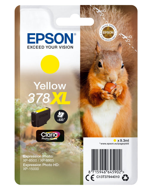 EAN 8715946645919 - Epson Squirrel 378XL cartucho de tinta 1 pieza(s) Original Alto rendimiento (XL) Amarillo imagen 1