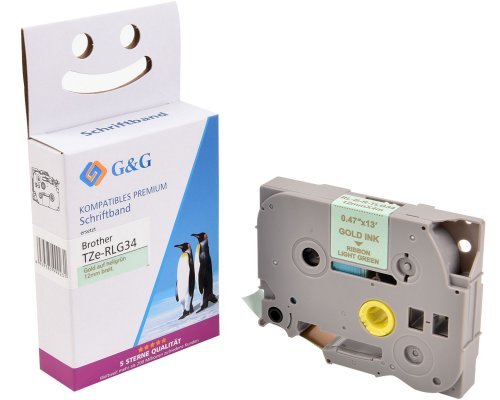 EAN 6941881283240 - G&G 18771 cinta para impresora de etiquetas Oro sobre verde TZe imagen 1
