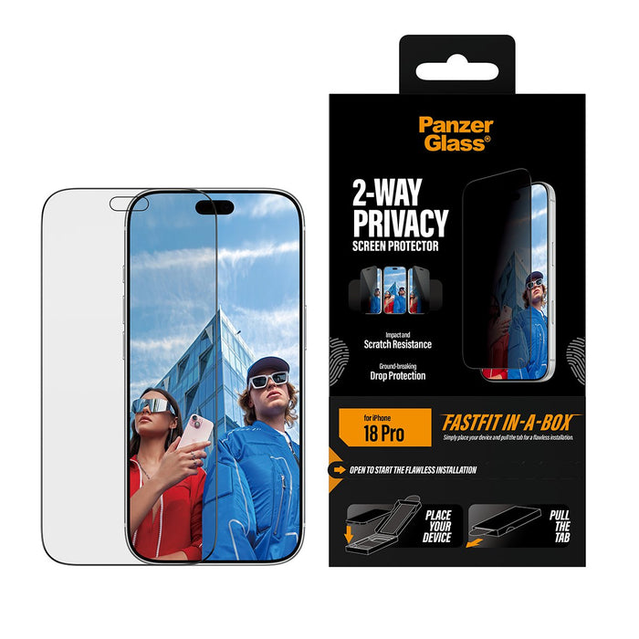 EAN 5715685043536 - PanzerGlass ® 2-Way Privacy Screen Protector iPhone 2026 Pro | Ultra-Wide Fit w. FASTFIT IN-A-BOX Protect imagen 2