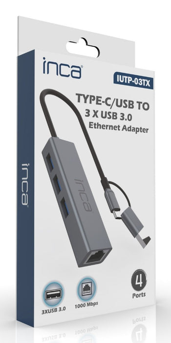 EAN 8681949016226 - Inca IUTP-03TX hub de interfaz USB 3.2 Gen 1 (3.1 Gen 1) Type-A + Type-C 10000 Mbit/s Gris imagen 2
