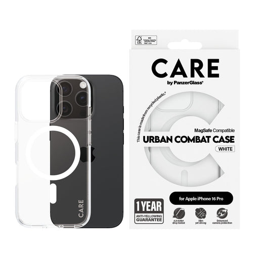 EAN 5715685004049 - PanzerGlass CARE™ by ® Urban Combat Case Transparent w. White MagSafe iPhone 16 Pro funda para teléfono m imagen 2