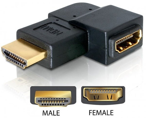 EAN 4043619650774 - DeLOCK Adapter HDMI male > HDMI female 90° left HDMI 1.3 Negro imagen 1