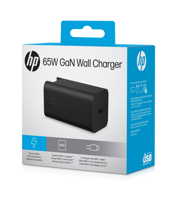 EAN 0199642433373 - HP 65W GaN Wall Charger adaptador e inversor de corriente Interior Negro imagen 12