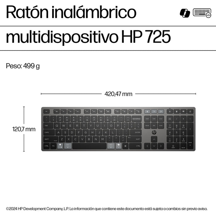 EAN 198122141296 - HP 725 Multi-Device Rechargeable Wireless Keyboard teclado Hogar / Oficina RF Wireless + Bluetooth Negro imagen 4