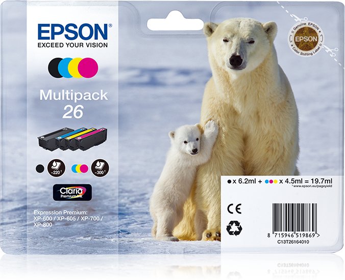 EAN 8715946519869 - Epson Polar bear C13T26164010 cartucho de tinta 1 pieza(s) Original Negro, Cian, Magenta, Amarillo imagen 1