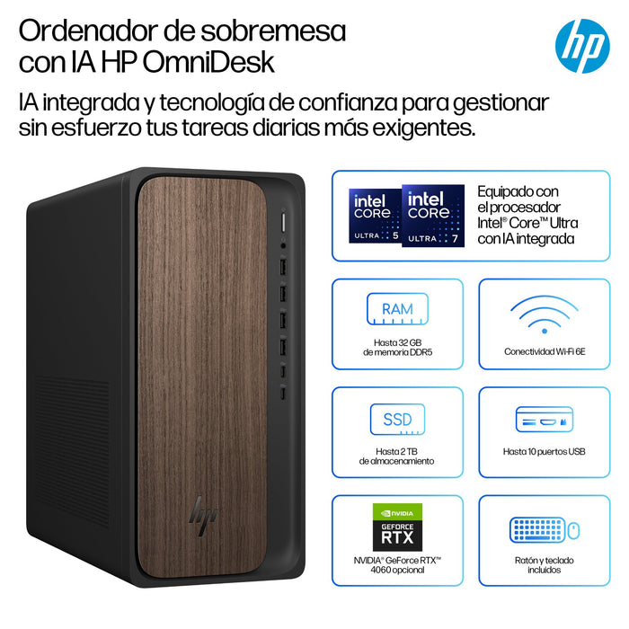 EAN 0199251181085 - HP OmniDesk Desktop AI M03-0014ns PC Intel Core Ultra 5 225 16 GB DDR5-SDRAM 1 TB SSD FreeDOS Torre AI PC imagen 3