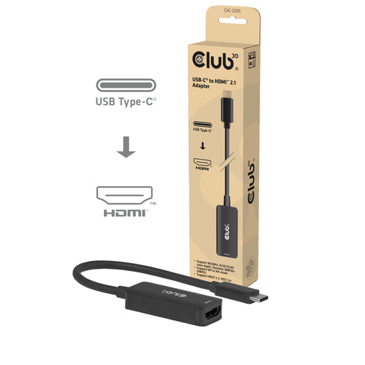 EAN 8719214473815 - CLUB3D CAC-2505 adaptador de cable de vídeo 0,12 m USB Tipo C HDMI + USB Negro imagen 1