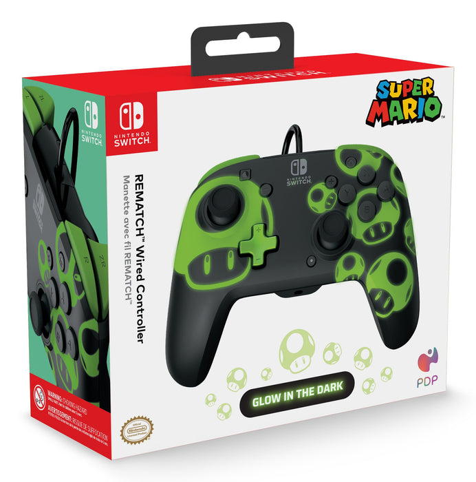 EAN 0708056070328 - PDP REMATCH: 1-Up Glow in the Dark Negro, Verde USB Gamepad Analógico/Digital Nintendo Switch, Nintendo S imagen 9