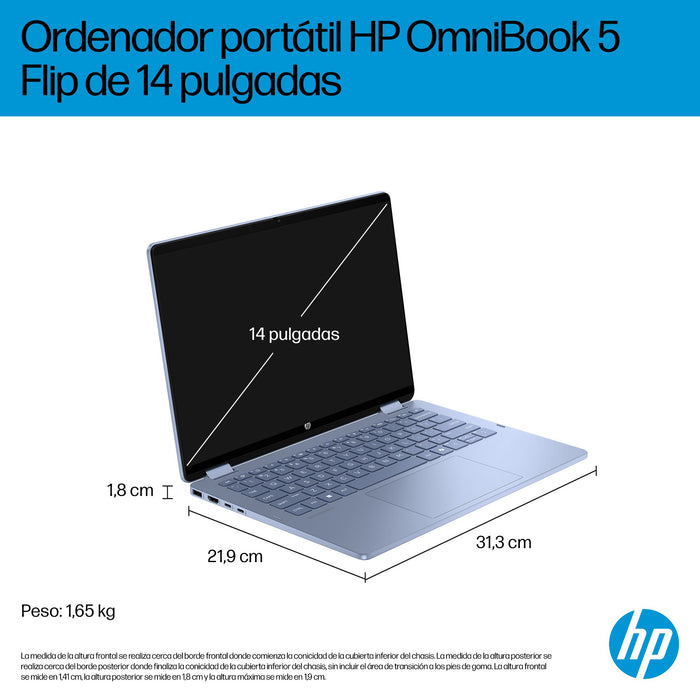 EAN 0199896061667 - HP OmniBook 5 Flip 2-in-1 Laptop 14-fp0044ns Intel Core 5 120U 35,6 cm (14") Pantalla táctil 2K 16 GB LPD imagen 5