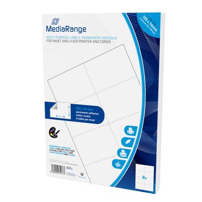 EAN 4260459612773 - MediaRange MRINK145 etiqueta autoadhesiva Permanente Blanco 400 pieza(s) imagen 3