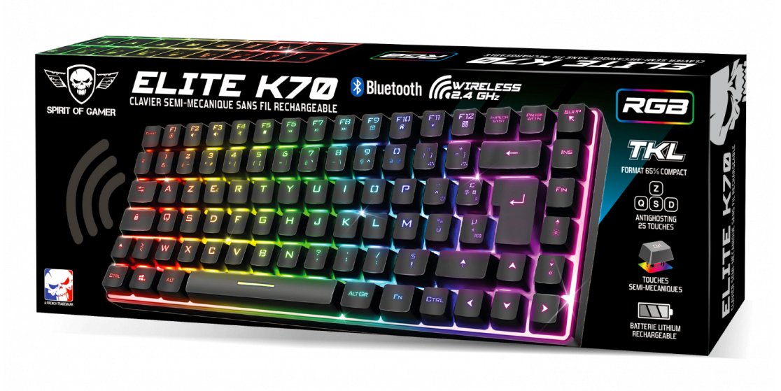 EAN 3700104455238 - Spirit of Gamer CLA-EK70ES teclado Juego RF inalámbrica + USB QWERTY Español Negro imagen 9