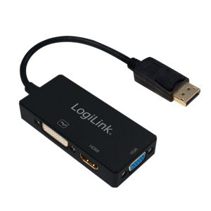 EAN 4052792046168 - LogiLink CV0109 adaptador de cable de vídeo 0,15 m DisplayPort VGA + HDMI + DVI Negro imagen 1