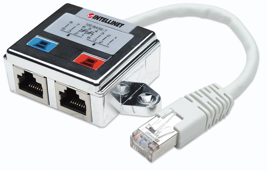 EAN 0766623504195 - Intellinet 504195 cambiador de género para cable 2 x RJ45 Plata, Blanco imagen 1