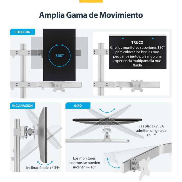 EAN 65030895323 - StarTech.com 6-MONITOR-ARM-A soporte para monitor 81,3 cm (32") Escritorio Blanco imagen 14