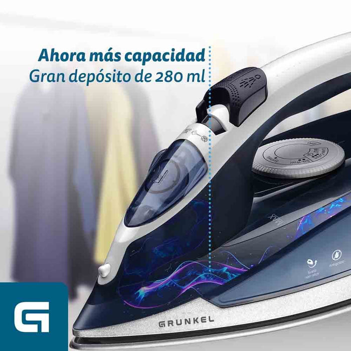 EAN 8426156016269 - Grunkel PL-22NS plancha Plancha vapor-seco Suela de acero inoxidable 2200 W Azul imagen 5