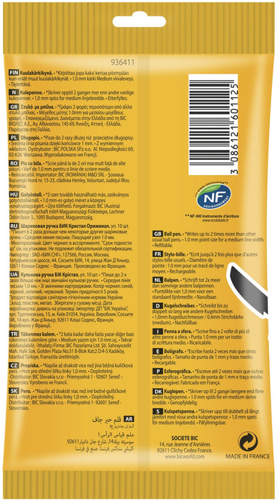 EAN 3086121601125 - BIC Cristal Original Negro, Azul, Verde, Rojo Bolígrafo de punta retráctil con pulsador Medio 10 pieza(s) imagen 2