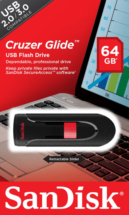 EAN 0619659075583 - SanDisk Cruzer Glide unidad flash USB 64 GB USB tipo A 2.0 Negro, Rojo imagen 6