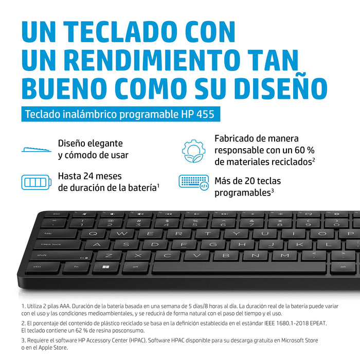 EAN 0196188160459 - HP 455 Programmable Wireless Keyboard teclado Hogar PS/2 Negro imagen 4