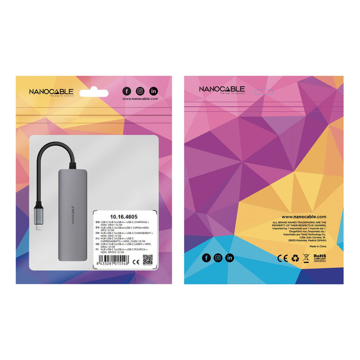EAN 8433281015548 - Nanocable 10.16.4605 base para portátil y replicador de puertos Alámbrico USB 3.2 Gen 1 (3.1 Gen 1) Type- imagen 5