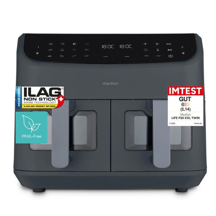 EAN 4061275246124 - MEDION LIFE P20 XXL Doble 8,7 L Independiente 2600 W Freidora de aire caliente Negro imagen 2