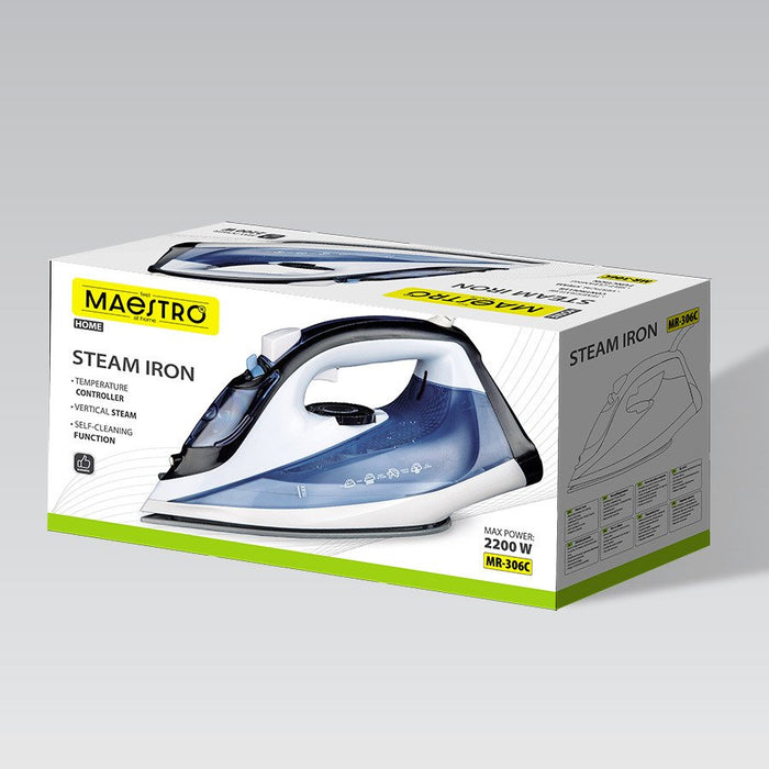 EAN 4820096551455 - Maestro MR-306С plancha Plancha a vapor Suela de cerámica 2200 W Azul, Blanco imagen 4