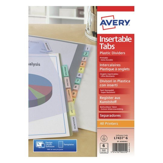 EAN 5014702814327 - Avery 05614501 divisor Polipropileno (PP) Colores surtidos 12 pieza(s) imagen 1