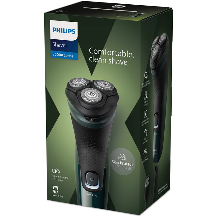 EAN 8720689019040 - Philips X3002/00 afeitadora Máquina de afeitar de rotación Recortadora Negro, Verde imagen 4