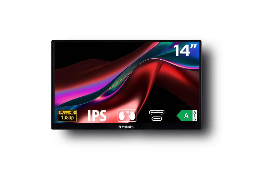 EAN 0023942495918 - Verbatim 49591 pantalla para PC 35,6 cm (14") 1920 x 1080 Pixeles Full HD LCD Pantalla táctil Negro imagen 2