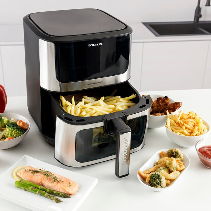 EAN 8414234739995 - Taurus AIR FRY DIGITAL 7S VIEW Sencillo 6,5 L Independiente 1600 W Freidora de aire caliente Plata, Negro imagen 4
