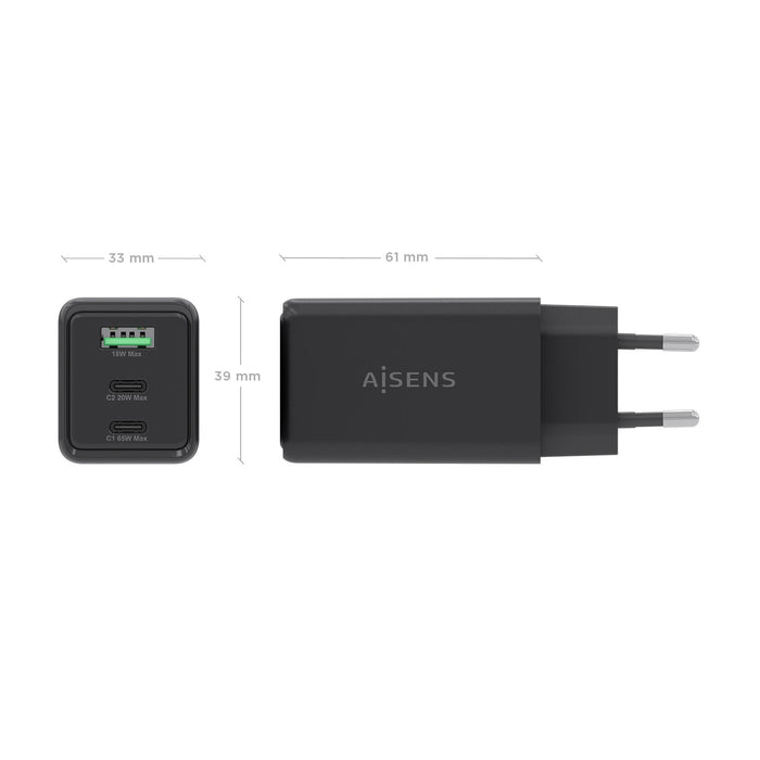 EAN 8435739903957 - AISENS ASCH-65W3P073-BK cargador de dispositivo móvil Cámara digital, GPS, Teléfono móvil, Portátil, Smar imagen 4